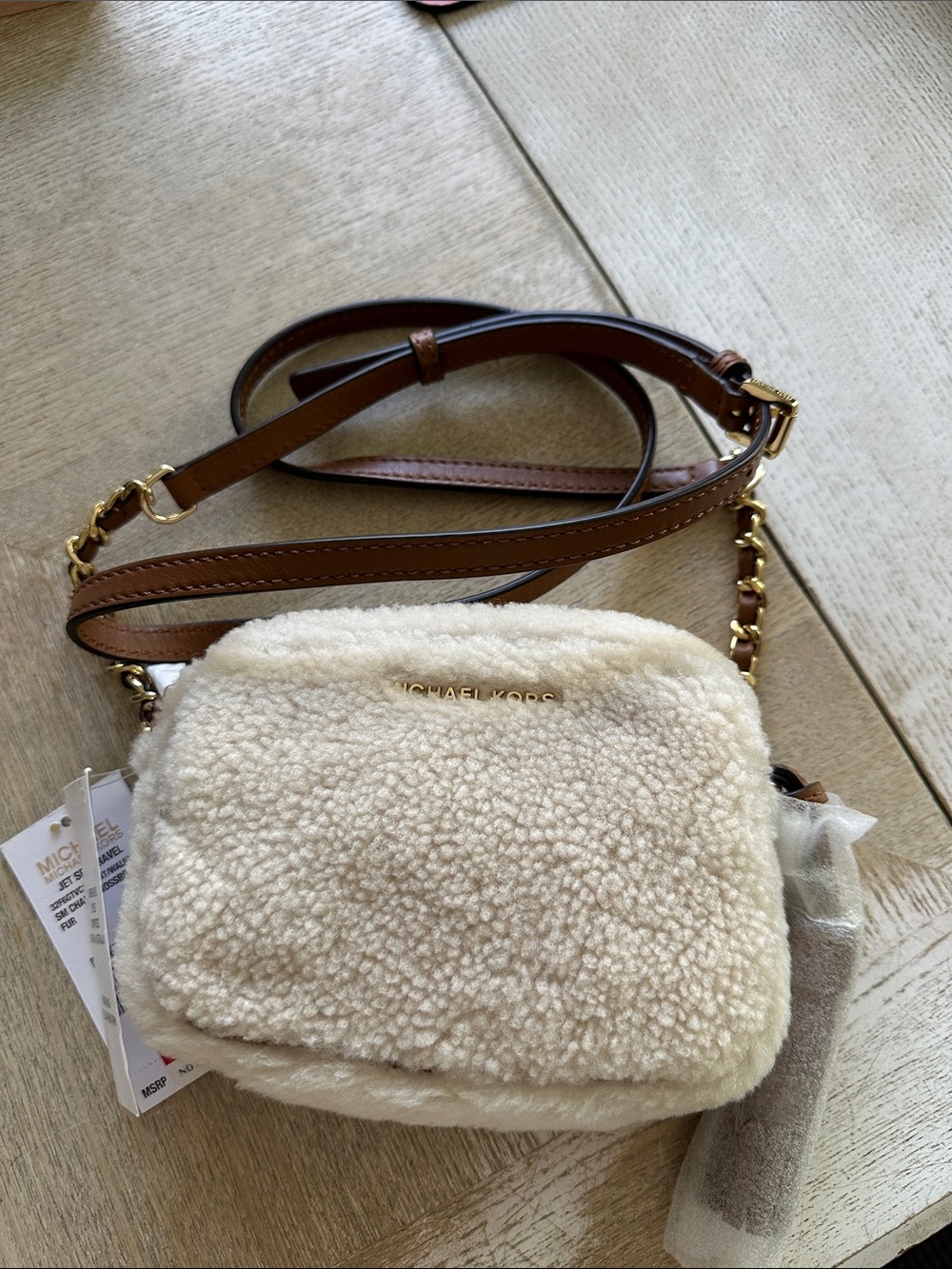 NWT Michael Kors Jet Set Travel Collection Sherpa Crossbody